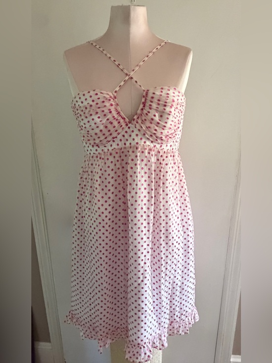 Betsey Johnson Dresses & Skirts - Vintage Betsy Johnson Pink Polka Dot Sundress with Cross Back Straps NWT